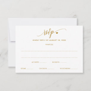 Carte RSVP Mariage Moderne Fun Gold Calligraphie