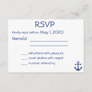 Carte RSVP Mariage Nautique Blanche Avec Ancre