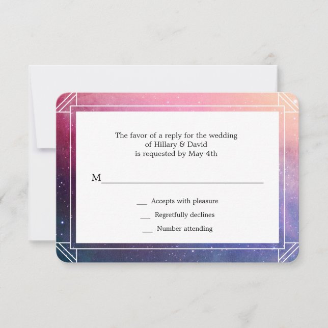 Carte Rsvp Mariage Nebula colorée moderne (Devant)