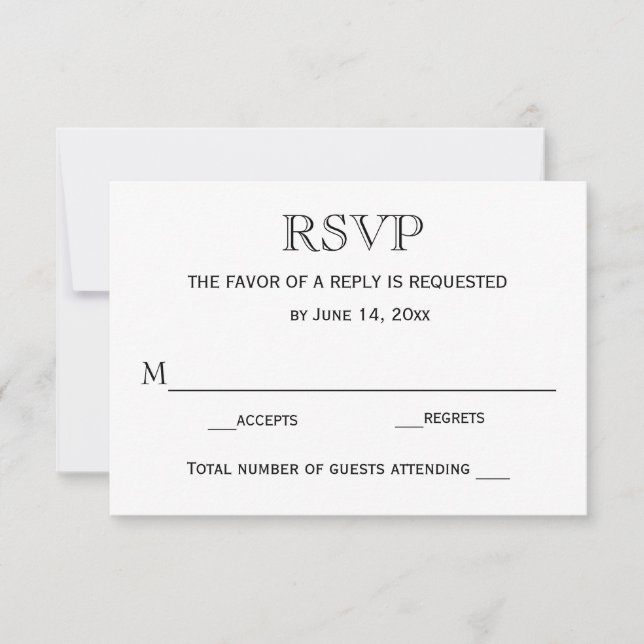 Carte RSVP mariage / Noir et blanc (Devant)