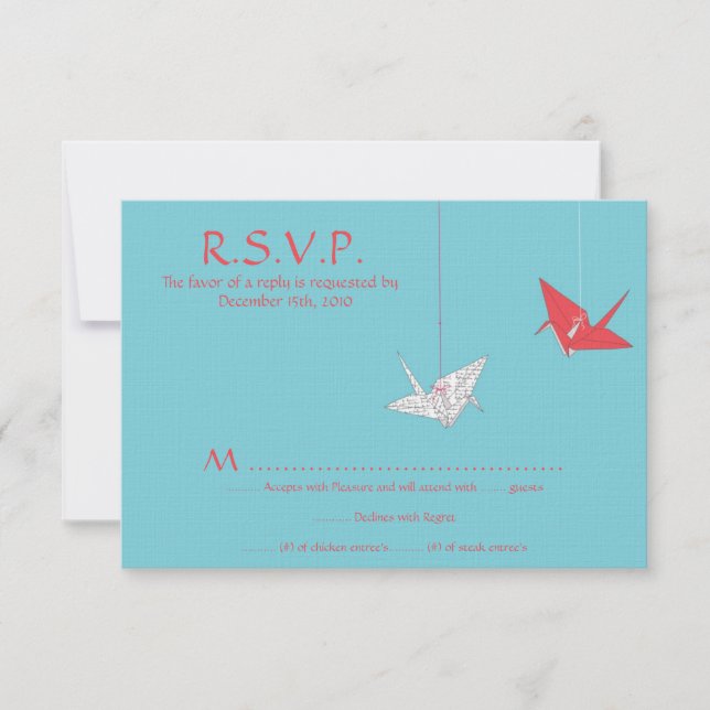 Carte RSVP Mariage Oiseaux Origami Chic (Devant)