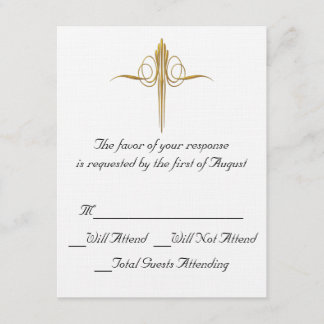 Carte RSVP mariage or et blanc
