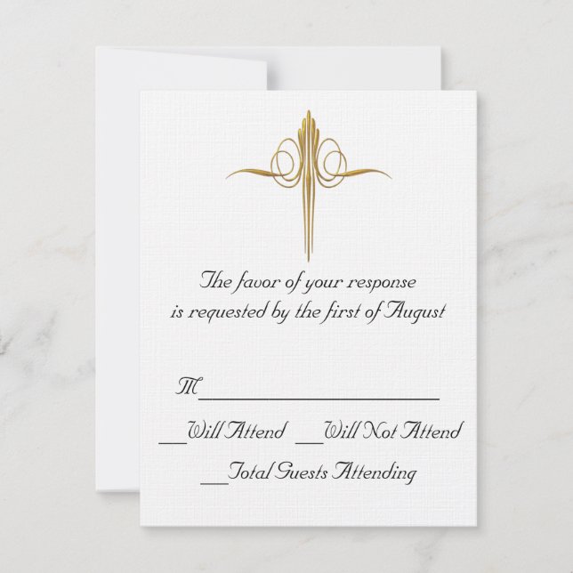 Carte RSVP mariage or et blanc (Devant)
