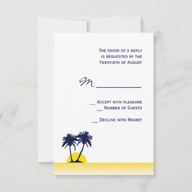 Carte RSVP Mariage Palm Tree Beach (Devant)