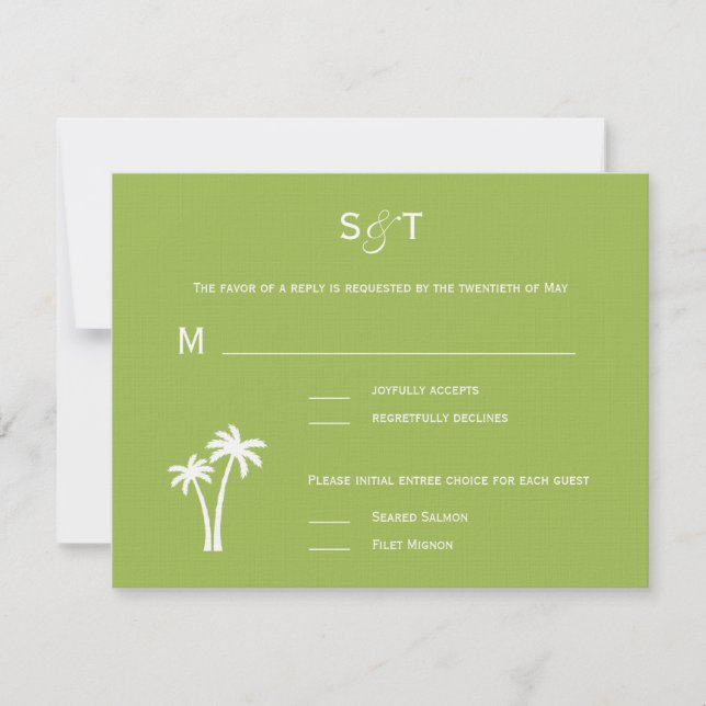Carte RSVP Mariage Palmiers - Chaux (Devant)