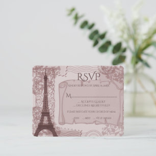 Carte RSVP Mariage Parisienne Rose