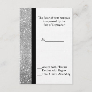 Carte RSVP mariage Parties scintillant argent
