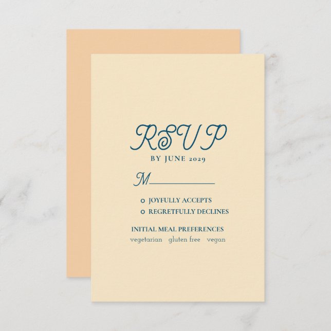 Carte RSVP Mariage Peach Fuzz (Devant / Derrière)