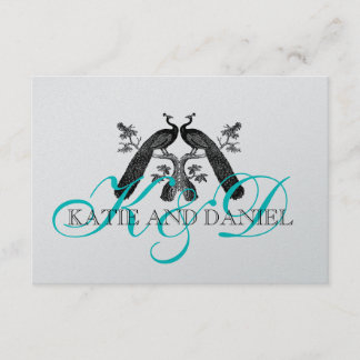 Carte RSVP Mariage Peacock Silver Aqua