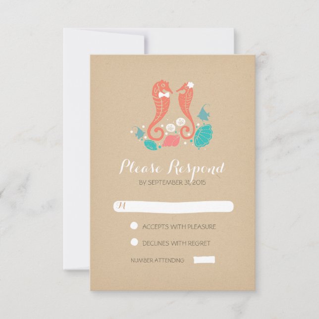 carte RSVP mariage plage (Devant)