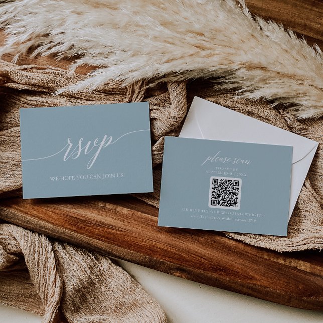 Carte RSVP Mariage QR Code Aqua Beach Coordinate (Créateur téléchargé)