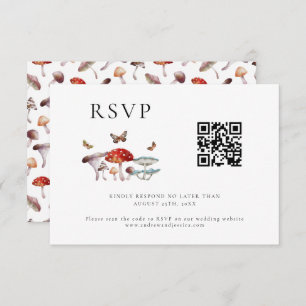 Carte RSVP Mariage QR Code de champignons