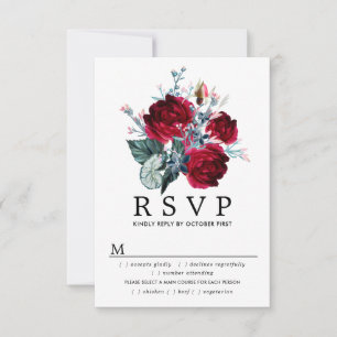 Carte RSVP Mariage Rose Bourgogne, Options de repa