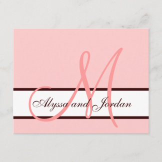 Carte RSVP mariage rose et Brown