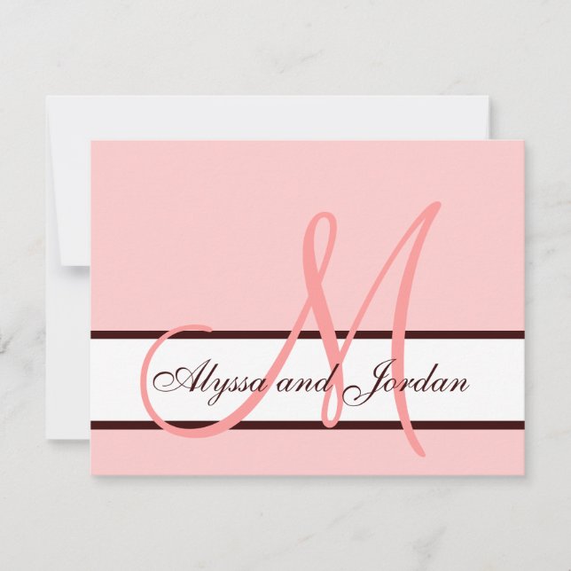 Carte RSVP mariage rose et Brown (Devant)