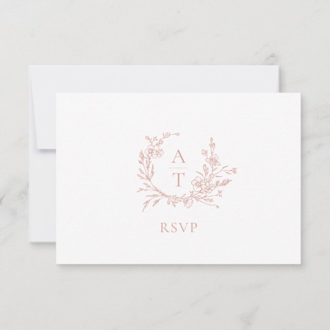 Carte RSVP mariage Rose Gold Crest Monogram (Dos)