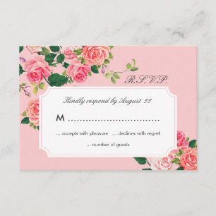 Carte RSVP Mariage Rose vintage