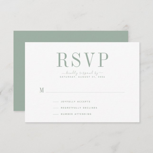 Carte RSVP mariage Sage Green (Devant / Derrière)