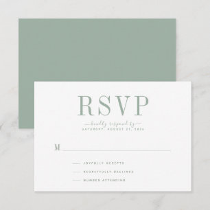 Carte RSVP mariage Sage Green