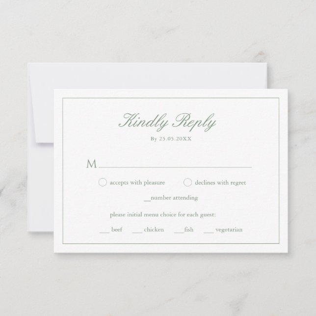 Carte RSVP mariage Sage Green Monogram (Devant)