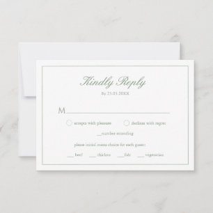 Carte RSVP mariage Sage Green Monogram