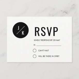 Carte RSVP mariage simple et moderne - cercle noir