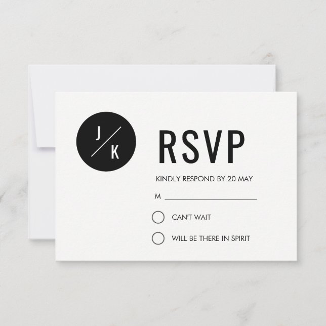 Carte RSVP mariage simple et moderne - cercle noir (Devant)