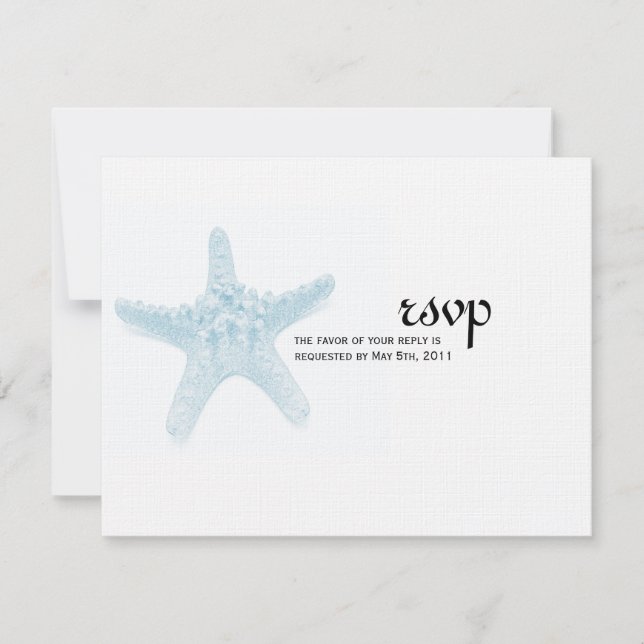 Carte RSVP Mariage Starfish - Bleu (Devant)
