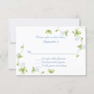 Carte RSVP Mariage Vins Floraux Bleus