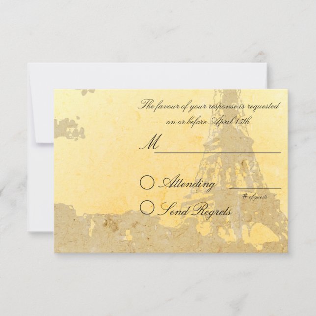 Carte RSVP Mariage Vintage Paris (Devant)