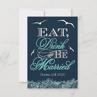 Carte RSVP Marine Blue & Aqua Nautical Wedding