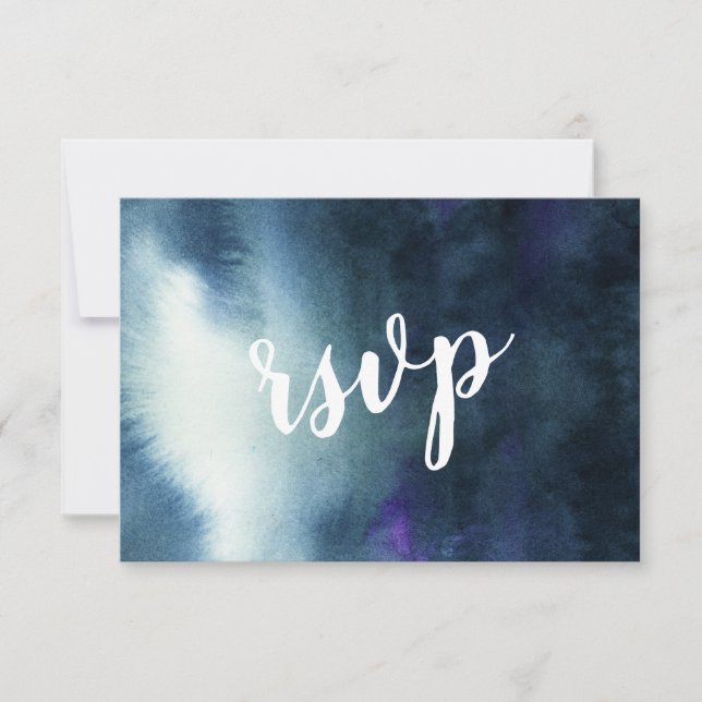 Carte RSVP Marine Blue Gold avec choix de repas (Devant)