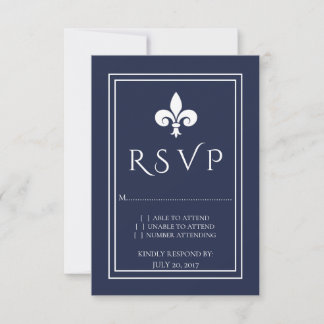 Carte RSVP Marine Fleur de Lis Wedding