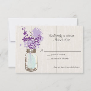 Carte RSVP Mason Jar et Fireflets