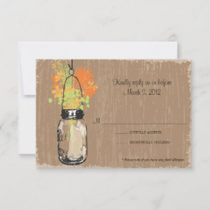 Carte RSVP Mason Jar et Fireflets