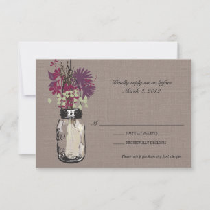Carte RSVP Mason Jar et Fleurs sauvages