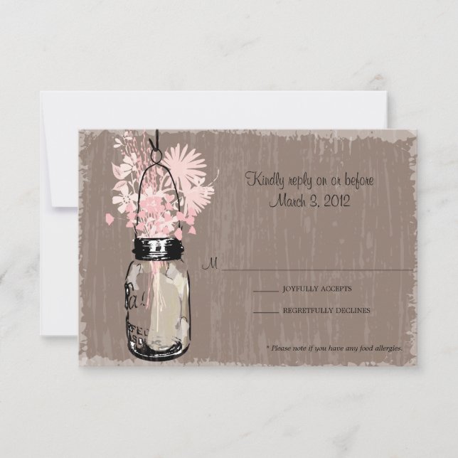 Carte RSVP Mason Jar et Fleurs sauvages (Devant)