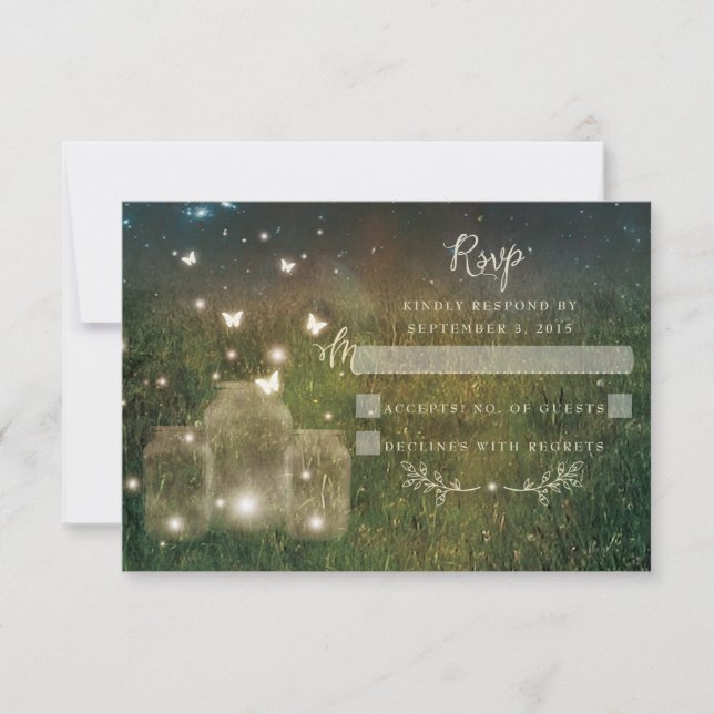 Carte RSVP Mason Jar Russe Forêt Enchantée (Devant)
