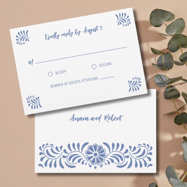 CARTE RSVP MEXICAINE BLEU TALAVERA (Créateur téléchargé)