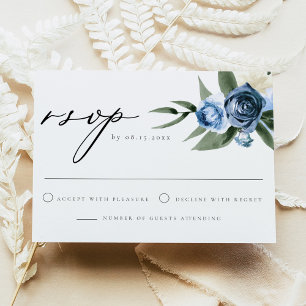 Carte RSVP MILENA Dusty Blue Floral Wedding