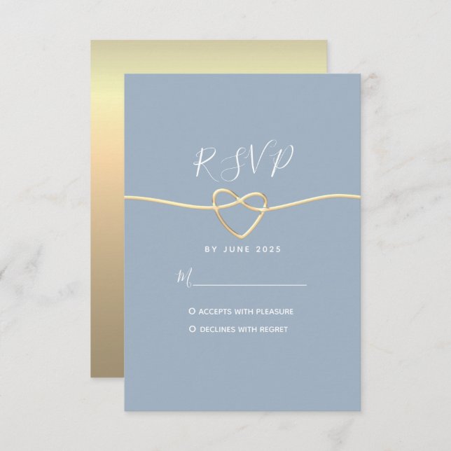 Carte RSVP minimal moderne Dusty Blue Wedding (Devant / Derrière)