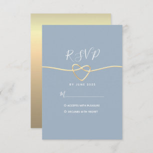 Carte RSVP minimal moderne Dusty Blue Wedding