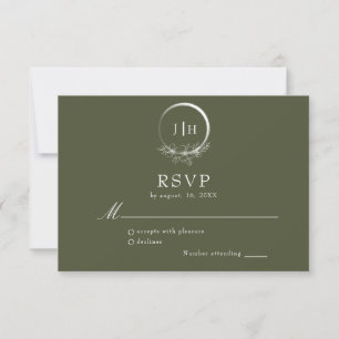 Carte RSVP minimal Olive Bohème Vert Mariage