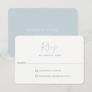 Carte RSVP minimaliste de mariage bleu clair