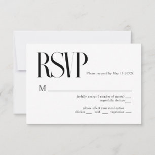 Carte RSVP minimaliste de mariage chic