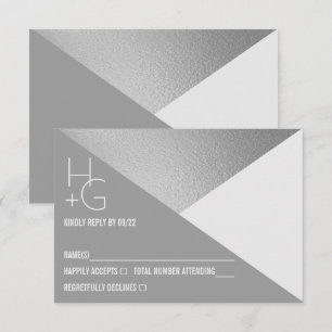 Carte RSVP minimaliste de mariage géométrique mode
