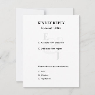 Carte RSVP minimaliste de mariage moderne avec cod