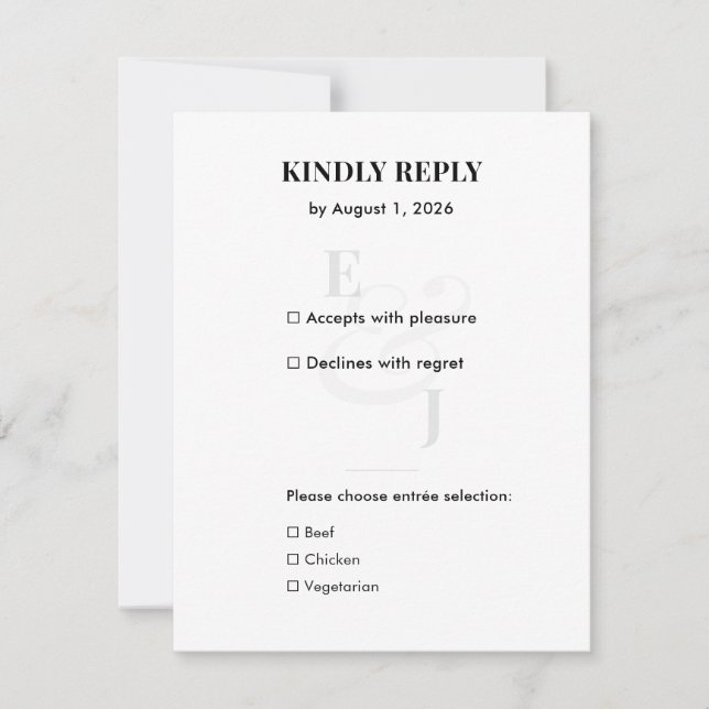Carte RSVP minimaliste de mariage moderne avec cod (Devant)