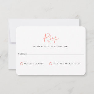 Carte RSVP minimaliste de mariage rose corail