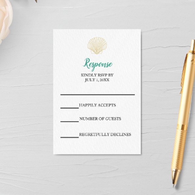 Carte RSVP minimaliste de mariage Seashell (Créateur téléchargé)